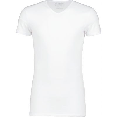 Slater T-Shirt Stretch Extra Long Fit V-Neck (two pack) White