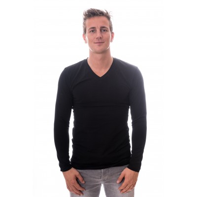 Claesens Men Longsleeve V-neck Black ( CL 1024 )