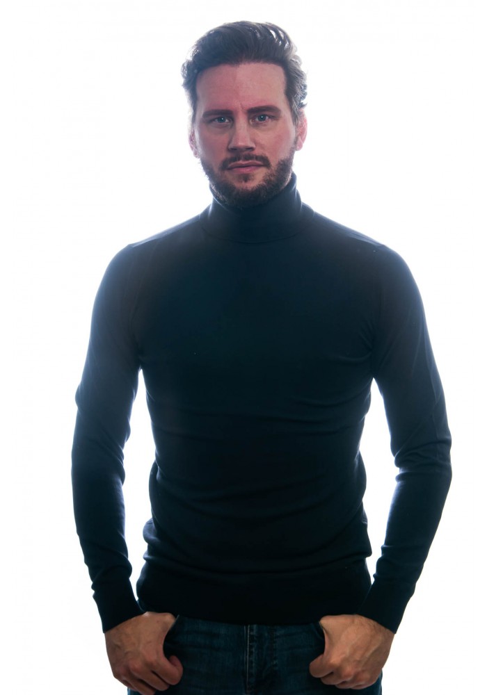 Petrol Knitwear Collar Navy Col Trui