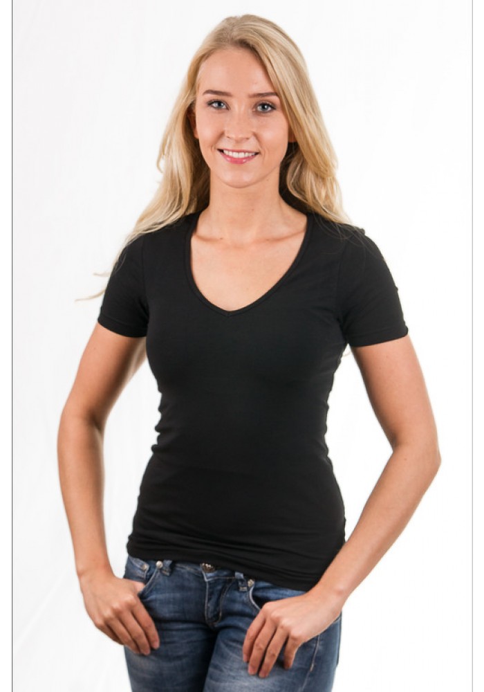 Garage T-Shirt Ladies V-Neck Black