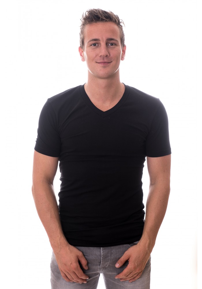 Mijnenveld Plaatsen overdrijving Claesens Stretch T-Shirt Black V-neck Two Pack ( CL 1023)