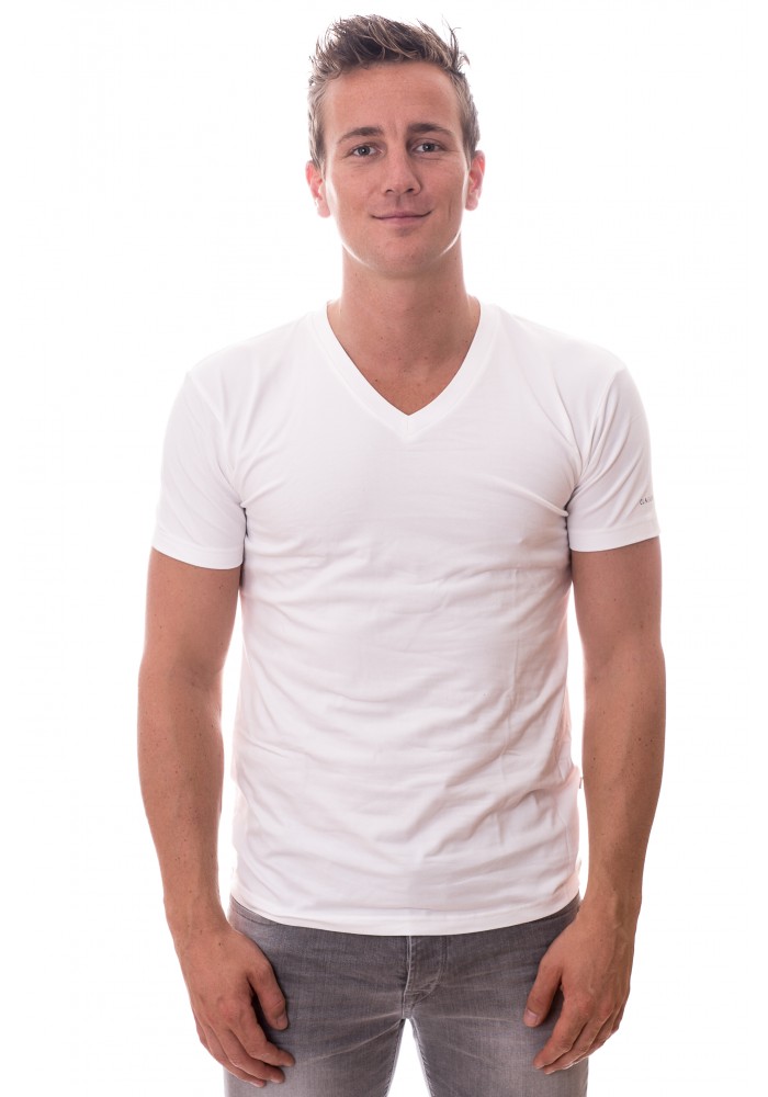 Narabar dorp Springplank Claesens Stretch T-Shirt White V-neck Two Pack ( CL 1223)