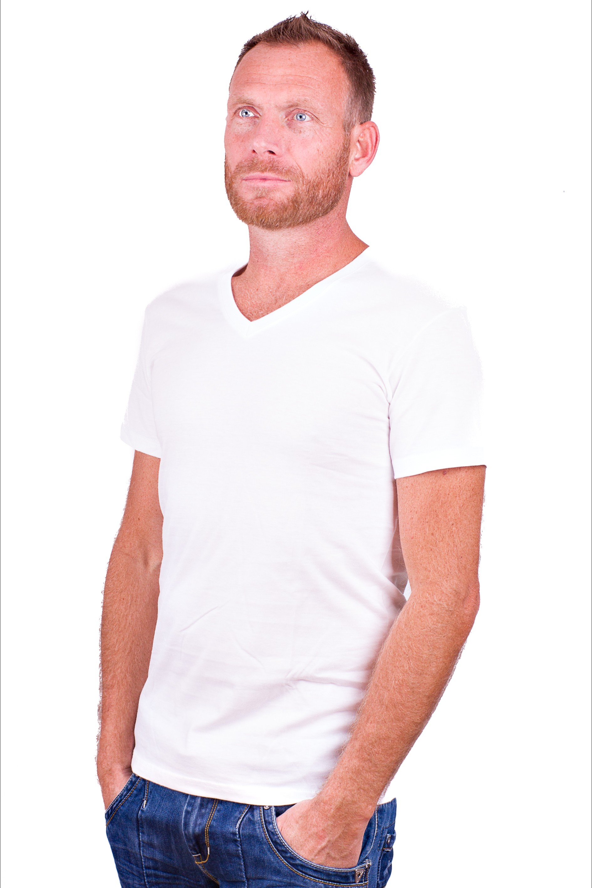 Alan Red T Shirt Dean Deep V Neck White 2 pack