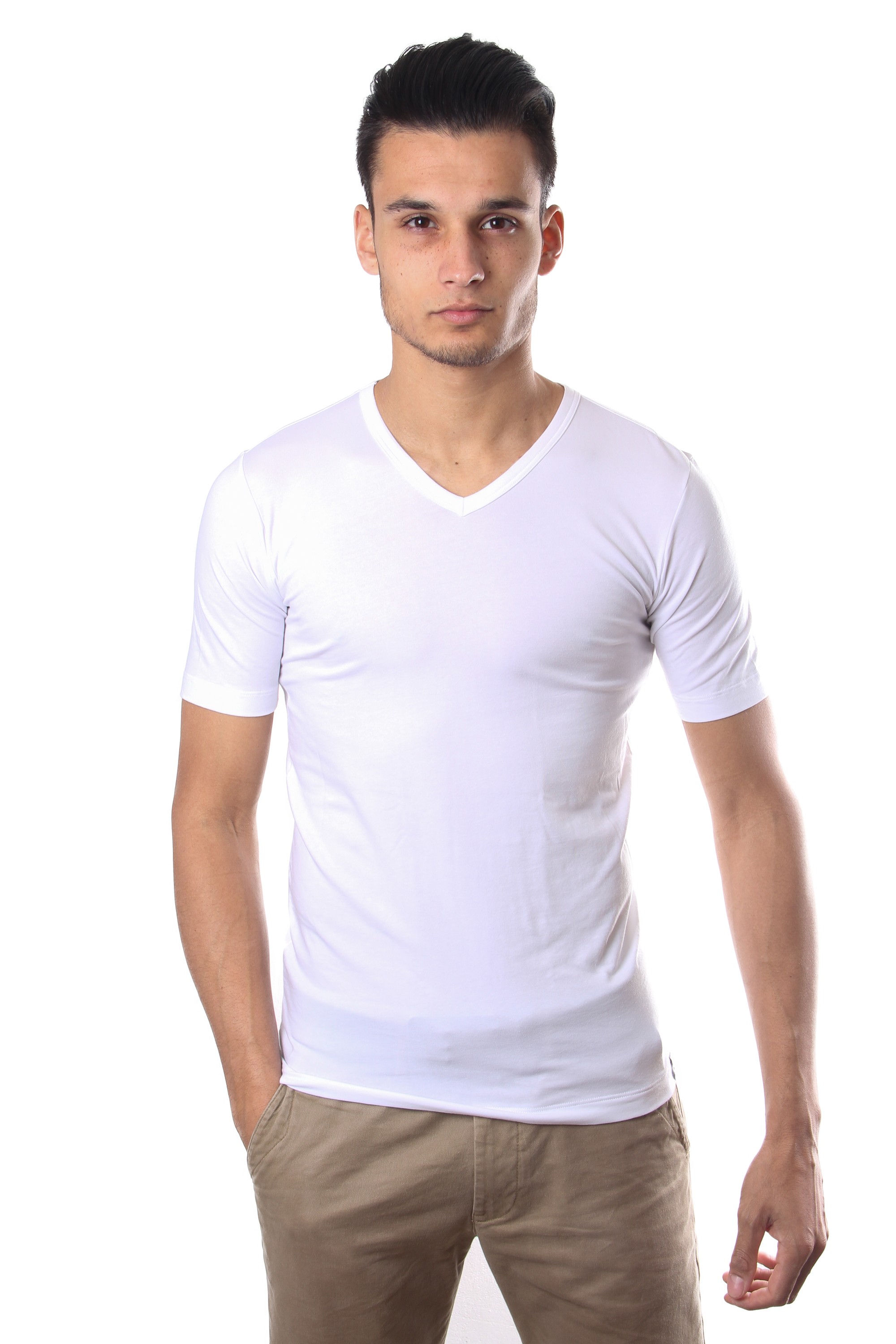 Schiesser Men Stretch T-Shirt V-neck White