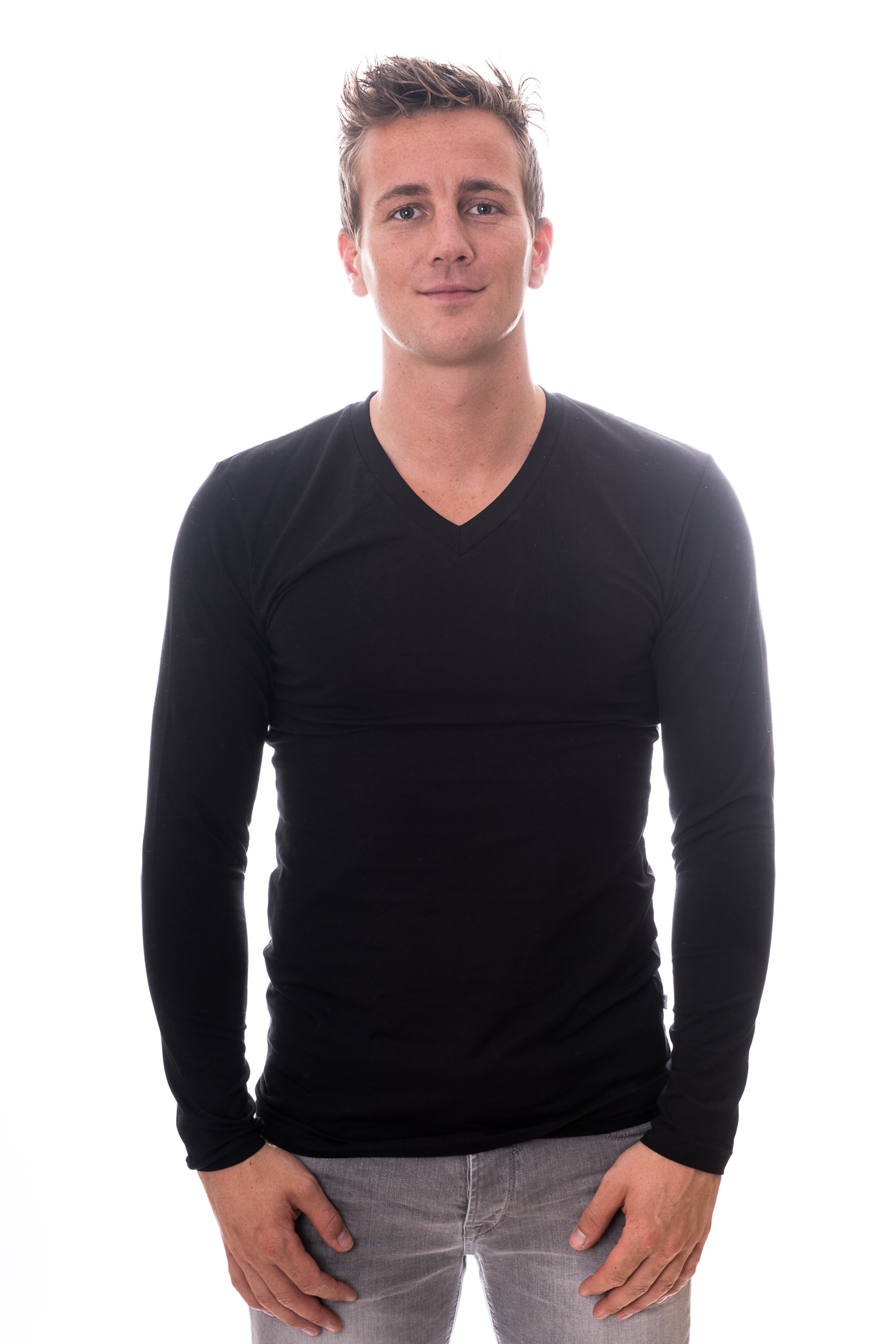 Zwart t shirt best sale v hals heren