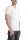 Garage T-Shirt V-neck bodyfit white ( stretch)