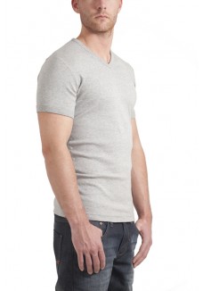 Garage T-Shirt V-neck bodyfit light grey ( stretch)