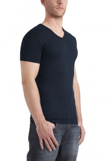 Garage T-Shirt V-neck bodyfit navy ( stretch)