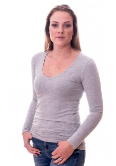 Claesens Women T-Shirt V-Neck l/s Grey ( 8011 ) 