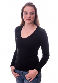 Claesens Women T-Shirt V-Neck l/s Black( 8011 ) 