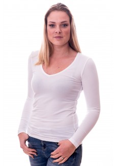 Claesens Women T-Shirt V-Neck l/s White( 8011 ) 