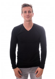 Claesens Men Longsleeve V-neck Black