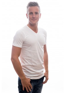 Slater T-Shirt Basic Fit V-neck white EXTRA LONG 