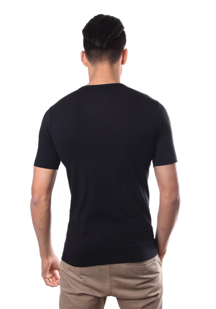 Schiesser Mannen T-Shirt V-Hals Zwart