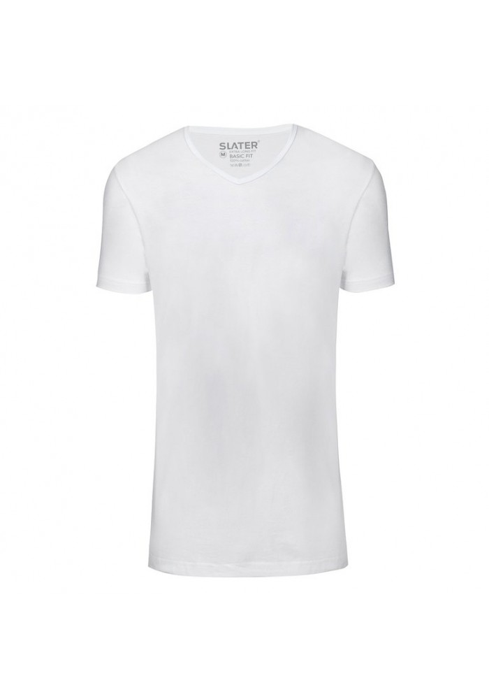 Slater T-Shirt Basic Fit V-neck white EXTRA LONG 