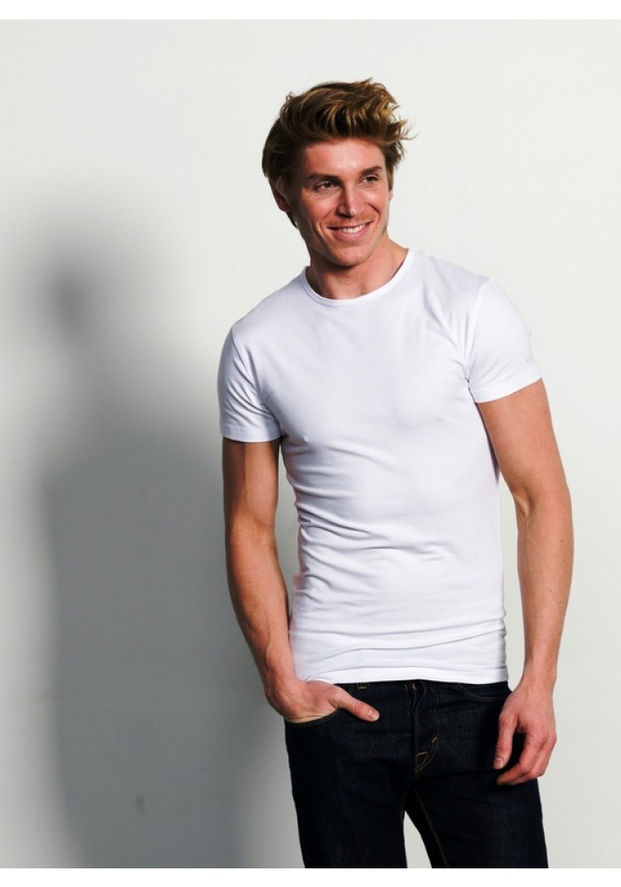 Slater Stretch T-Shirt Ronde hals wit 