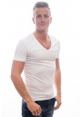 Slater Stretch T-Shirt Deep V-Neck White Two Pack (art 6700)