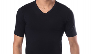 Schiesser Men Stretch T-Shirt V-neck Black